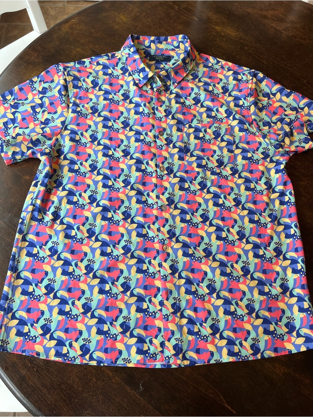 Men's Short Sleeve Casual Button Down Shirt - Multicolor Pattern